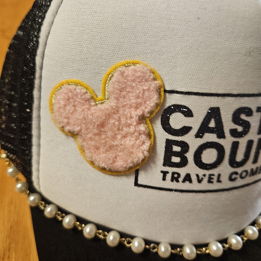 Disney Castle Bound‎ Travel Co Hat Cap Snap Back One Size Black Trucker Mickey - Picture 3 of 10